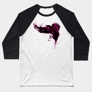 Crow Animal Design- Pink Baseball T-Shirt